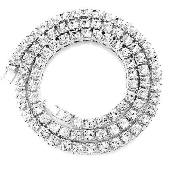 Other - 18k White Gold Tennis Chain Necklace w/ CZ Diamond